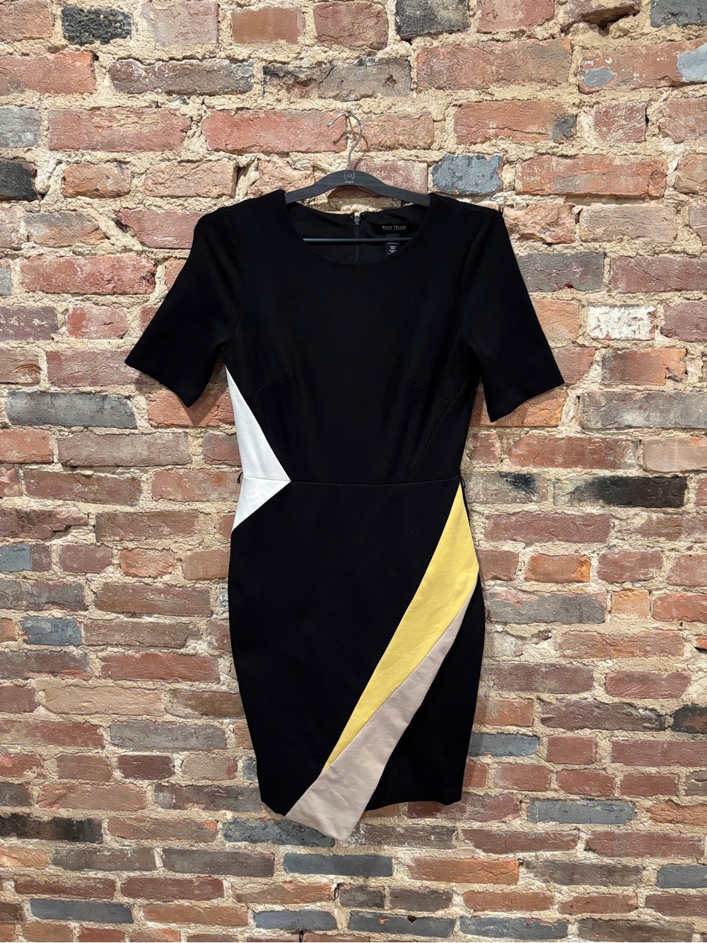 White House Black Market Colorblock Sheath Dress with Yellow & Cream size 4